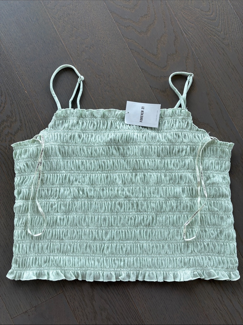 Forever 21 Light Sage Smocked Crop Top 3XL